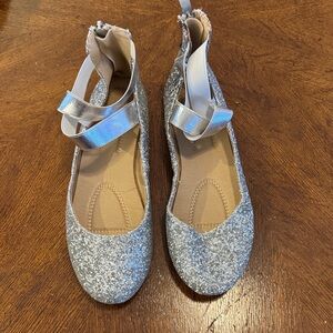 Silver Sequin Ballet Flat Shoes size 8